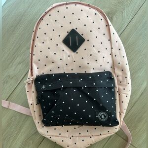 Pink and Black Polka Dot Backpack